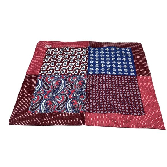 Jos A. Bank 100% Silk Pocket Square Multicolor Paisley Geometric Pattern NEW 14" - Picture 1 of 4